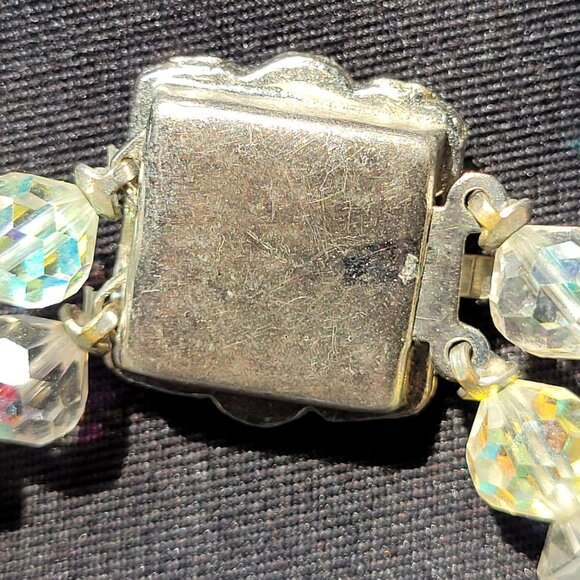Vintage Double-Strand Aurora Borealis Crystal Bead Bracelet With Rhinestone Clas - Picture 4 of 8